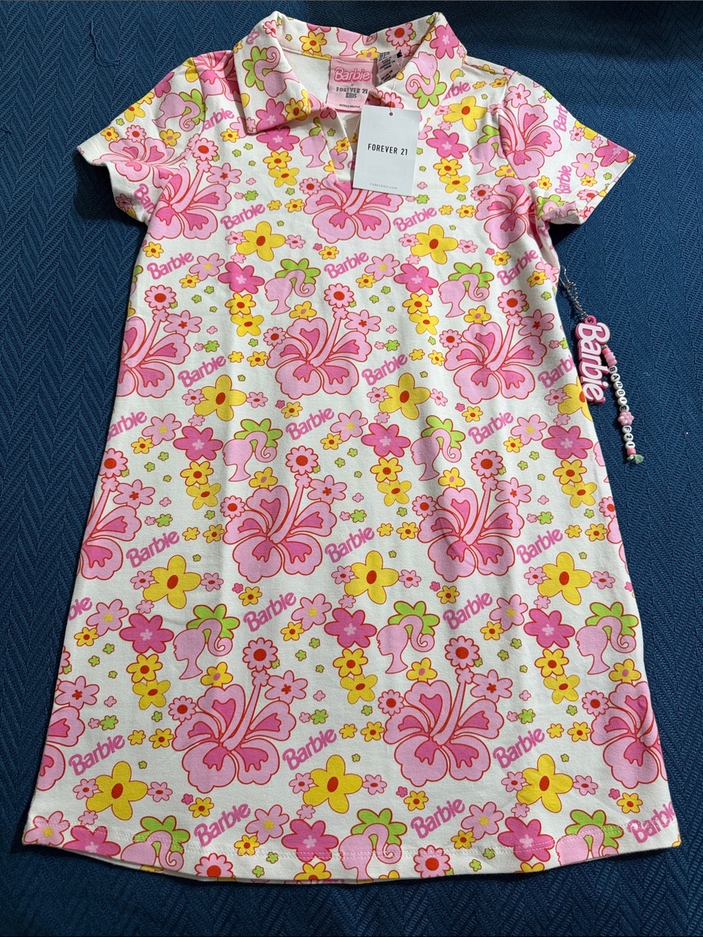 Barbie Pink and Yellow Floral Polo Dress for Kids